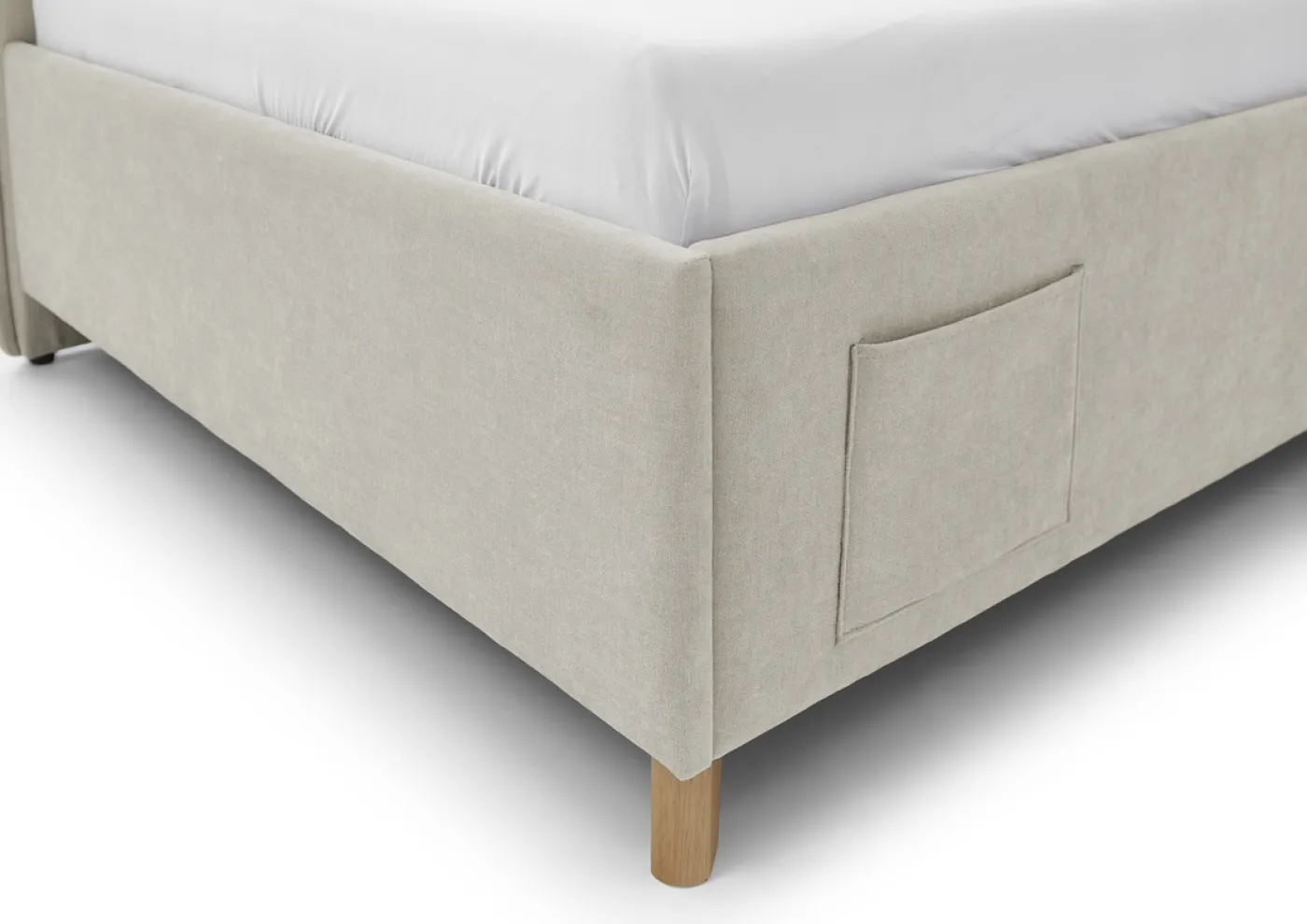 Polsterbett Fun | beige | 140 x 200 cm | mit Rückenteil | mit Bettkasten | ohne Matratze