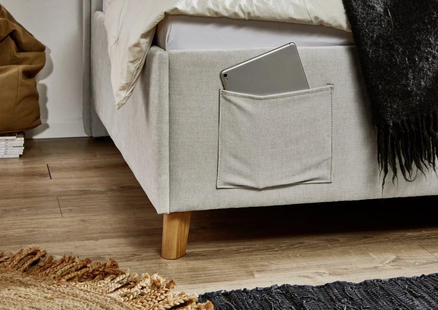 Polsterbett Fun | beige | 90 x 200 cm | mit Rückenteil | ohne Bettkasten | ohne Matratze