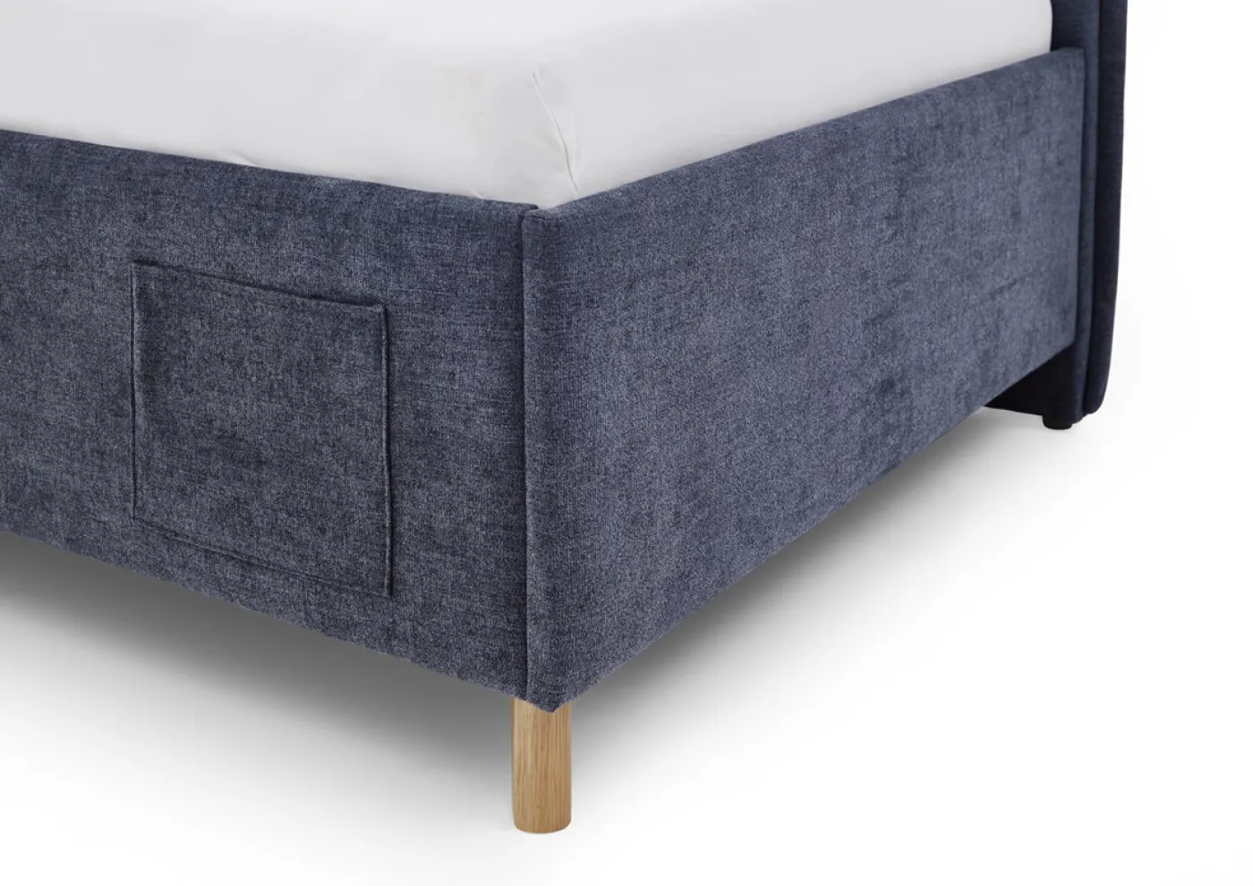 Polsterbett Fun | dunkelblau | 90 x 200 cm | mit Rückenteil | mit Bettkasten | ohne Matratze