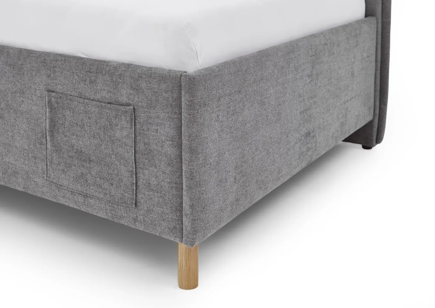 Polsterbett Fun | grau | 120 x 200 cm | mit Rückenteil | mit Bettkasten | mit Matratze