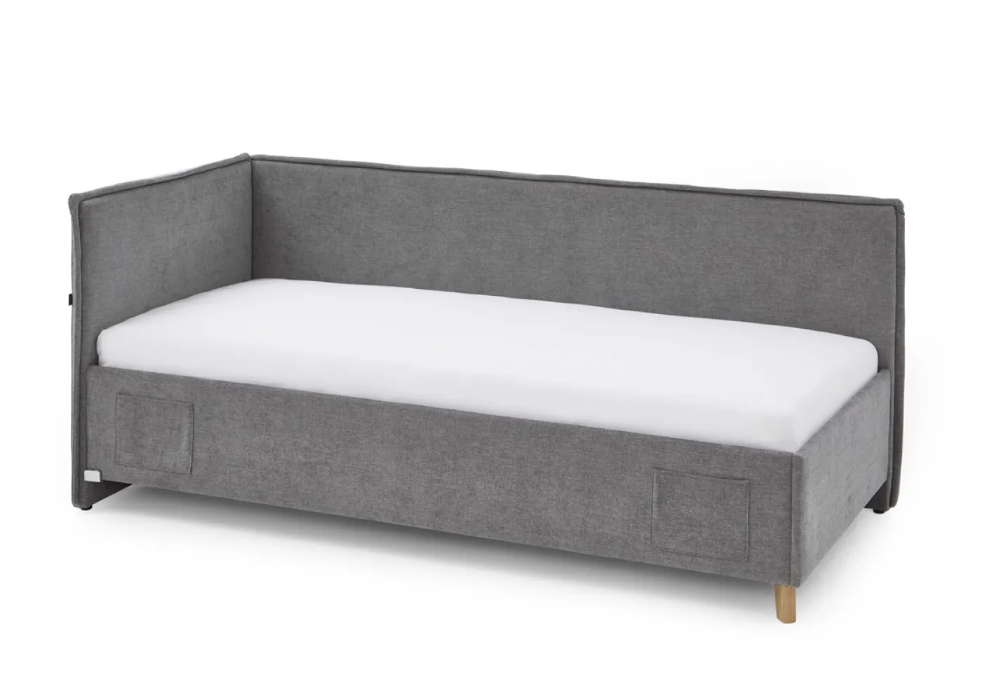 Polsterbett Fun | grau | 120 x 200 cm | mit Rückenteil | ohne Bettkasten | mit Matratze
