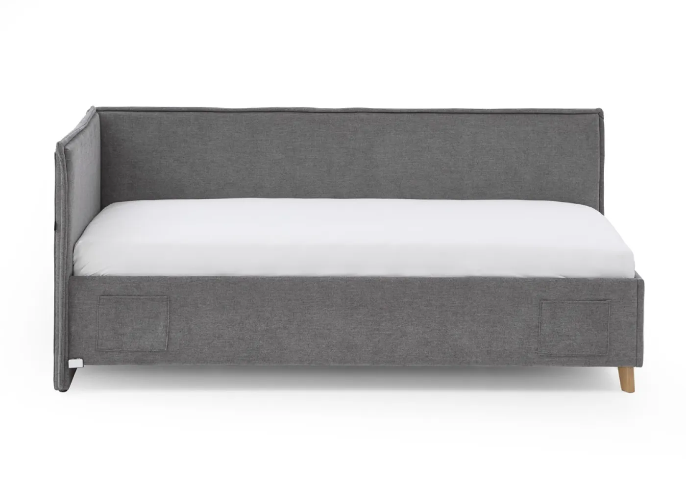 Polsterbett Fun | grau | 90 x 200 cm | mit Rückenteil | mit Bettkasten | mit Matratze