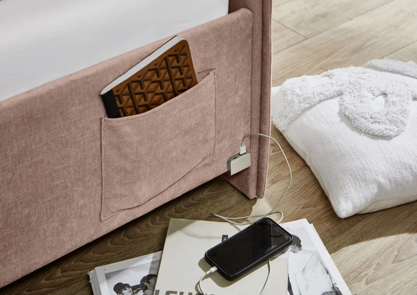 Polsterbett Fun | rose | 90 x 200 cm | mit Rückenteil | ohne Bettkasten | ohne Matratze