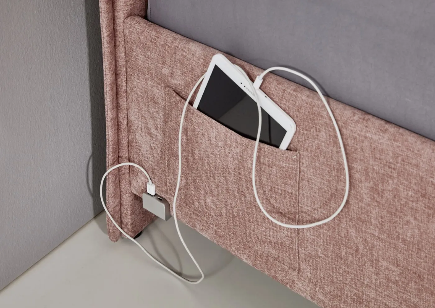 Polsterbett Fun | rose | 90 x 200 cm | ohne Rückenteil | mit Bettkasten | ohne Matratze