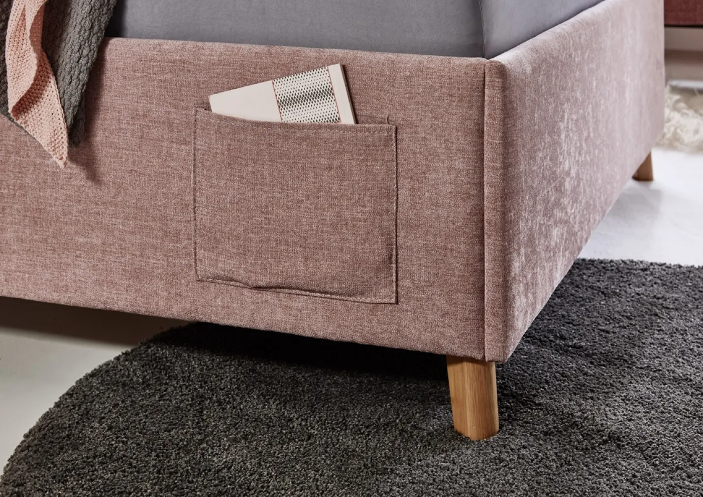 Polsterbett Fun | rose | 90 x 200 cm | ohne Rückenteil | ohne Bettkasten | mit Matratze