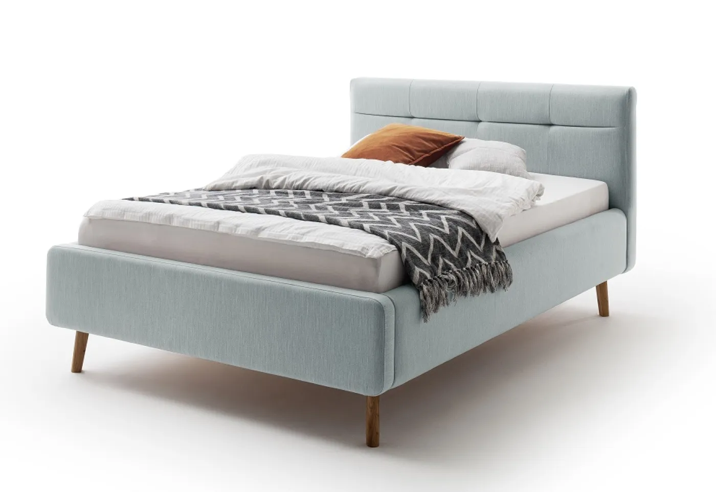Polsterbett Lotte inkl. Bettkasten | eisblau | 140/160/180 x 200 cm | verschiedene Größen