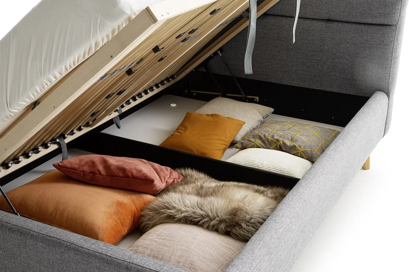 Polsterbett Lotte inkl. Bettkasten | grau | 140/160/180 x 200 cm | verschiedene Größen