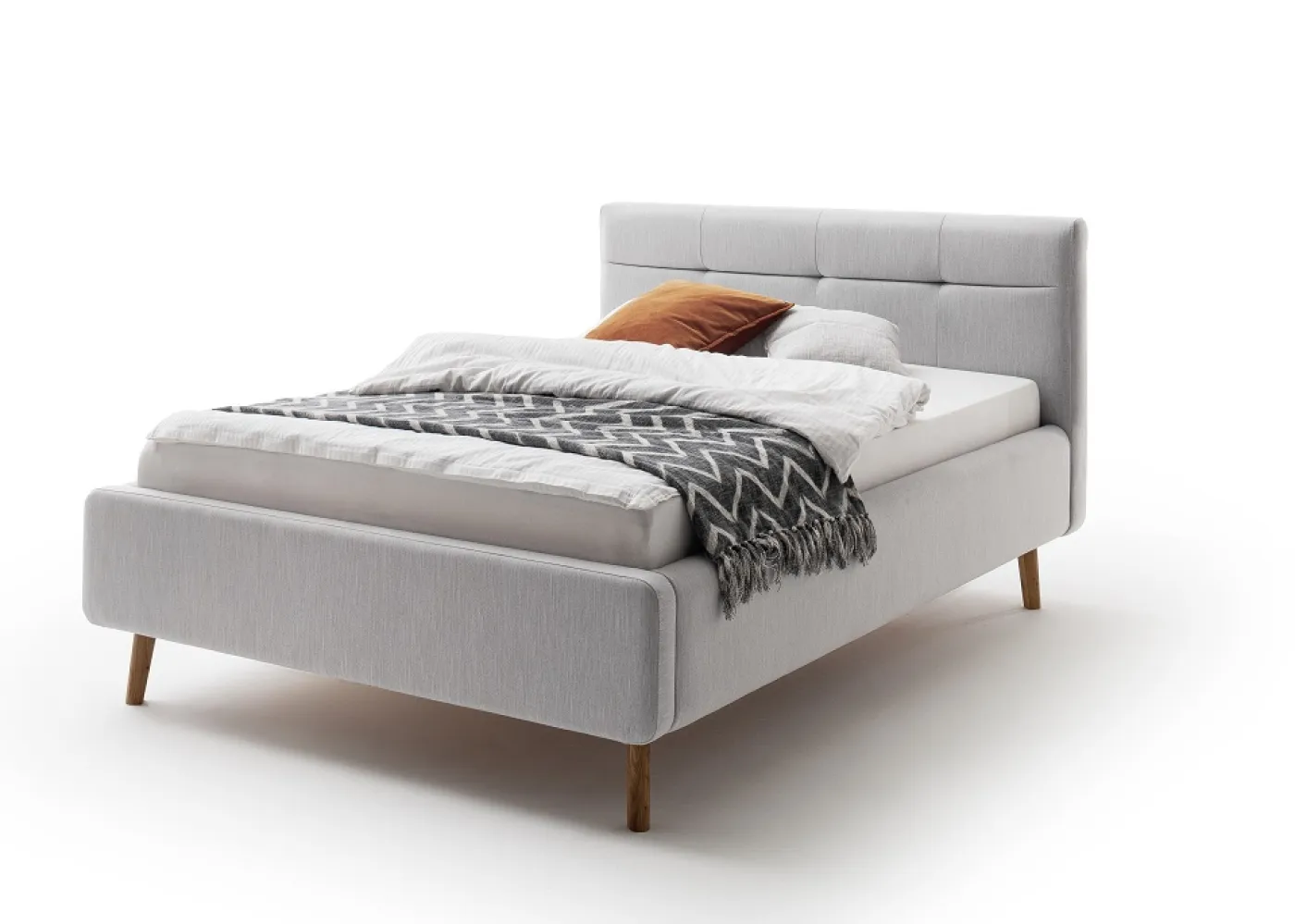 Polsterbett Lotte inkl. Bettkasten | hellgrau | 140 x 200 cm