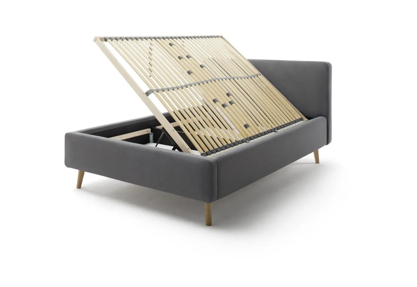 Polsterbett Mattis | anthrazit | 140 x 200 cm | mit Lattenrost & Bettkasten