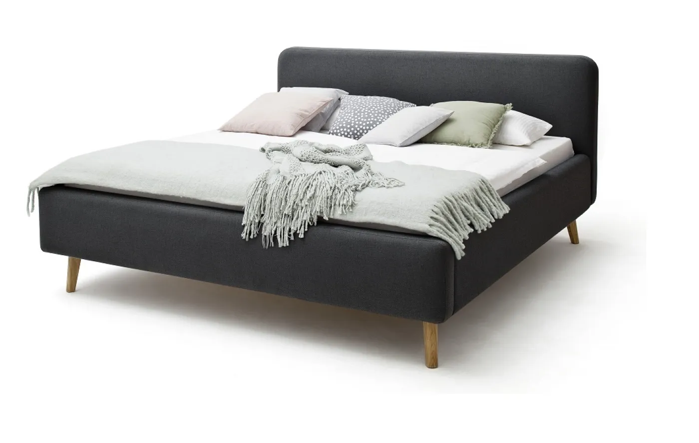 Polsterbett Mattis | anthrazit | 160 x 200 cm | mit Lattenrost & Bettkasten