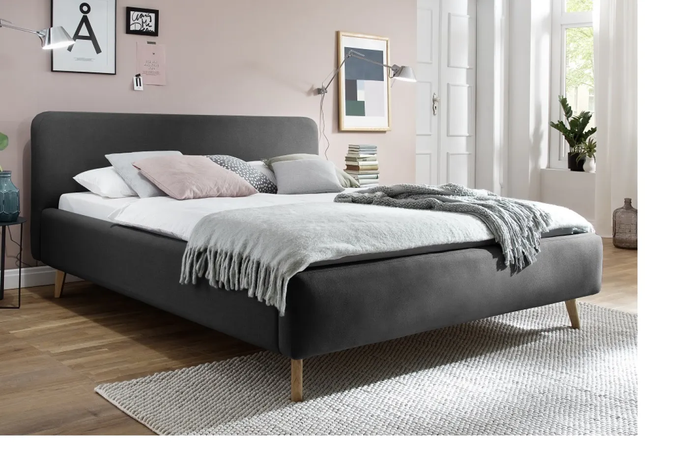 Polsterbett Mattis | anthrazit | 160 x 200 cm | ohne Lattenrost & Bettkasten