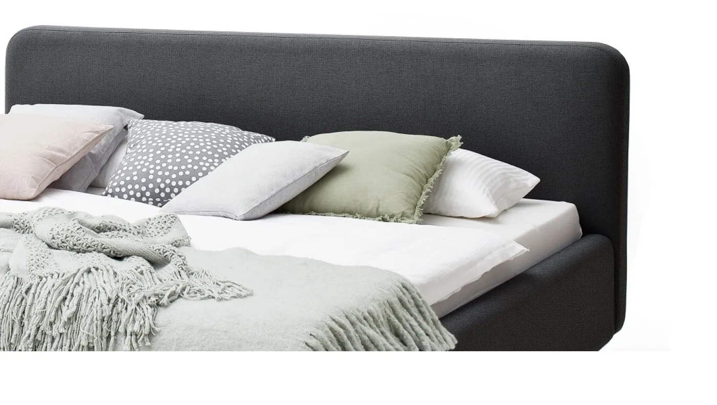 Polsterbett Mattis | anthrazit | 180 x 200 cm | mit Lattenrost & Bettkasten