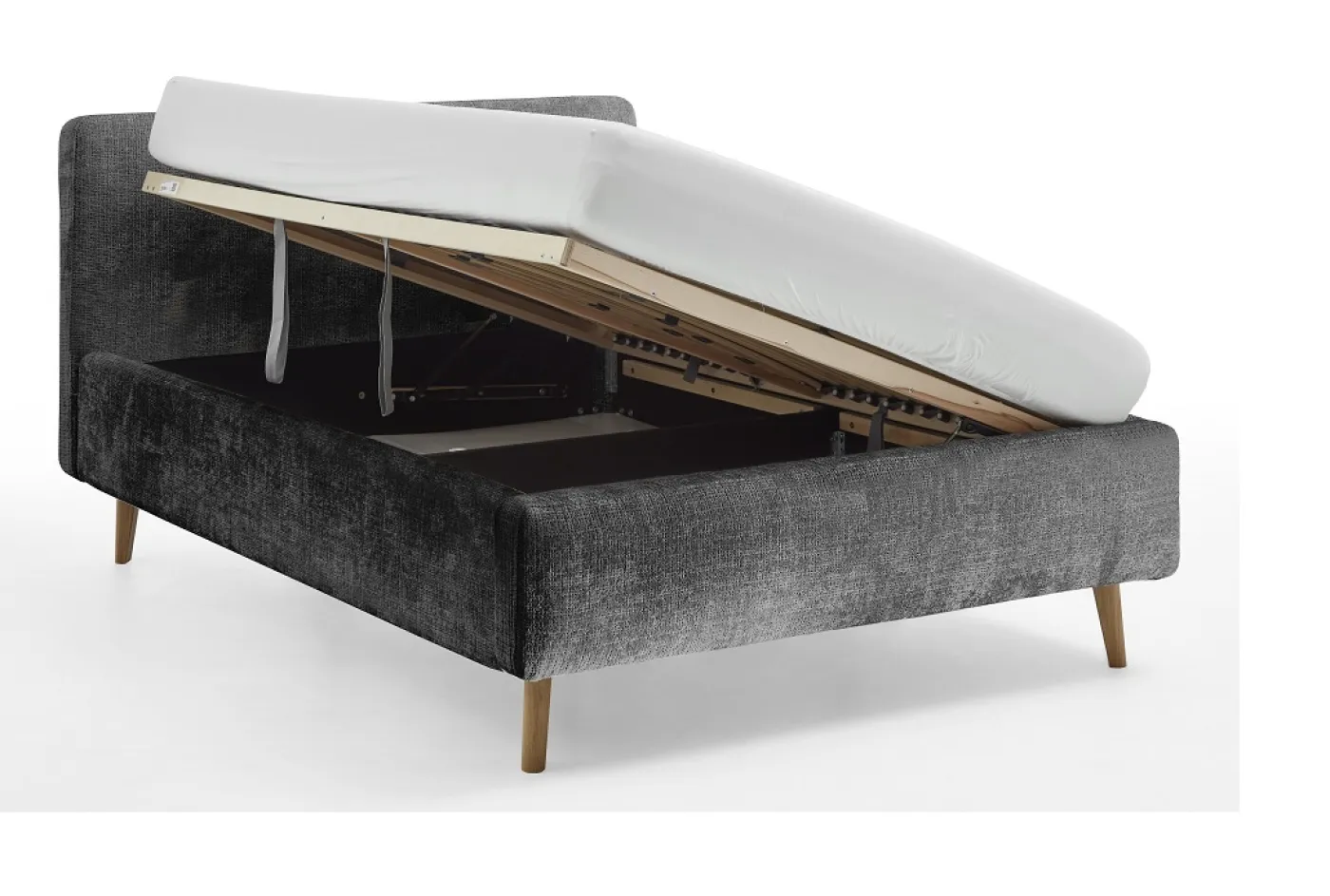 Polsterbett Mattis | anthrazit 3 | 140 x 200 cm | mit Lattenrost & Bettkasten