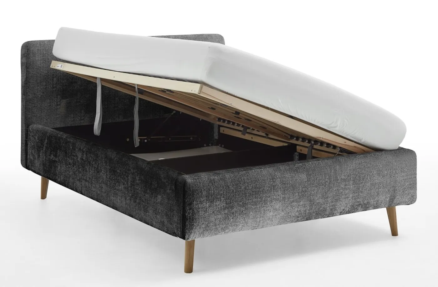 Polsterbett Mattis | anthrazit 3 | 140 x 200 cm | mit Lattenrost & Bettkasten