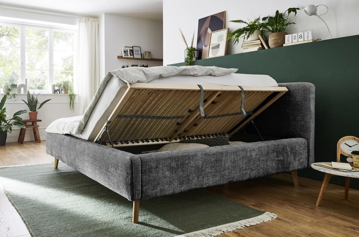 Polsterbett Mattis | anthrazit 3 | 180 x 200 cm | mit Lattenrost & Bettkasten