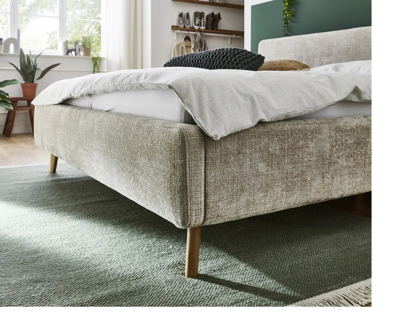 Polsterbett Mattis | beige 3 | 140 x 200 cm | mit Lattenrost & Bettkasten