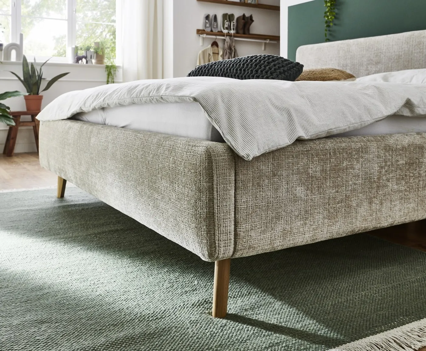 Polsterbett Mattis | beige 3 | 140 x 200 cm | mit Lattenrost & Bettkasten