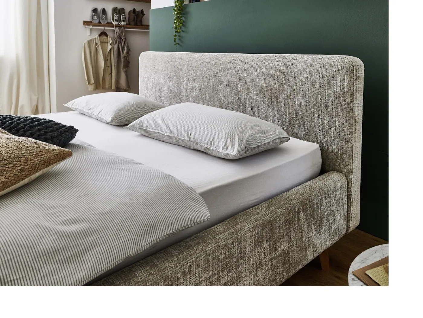 Polsterbett Mattis | beige 3 | 160 x 200 cm | mit Lattenrost & Bettkasten