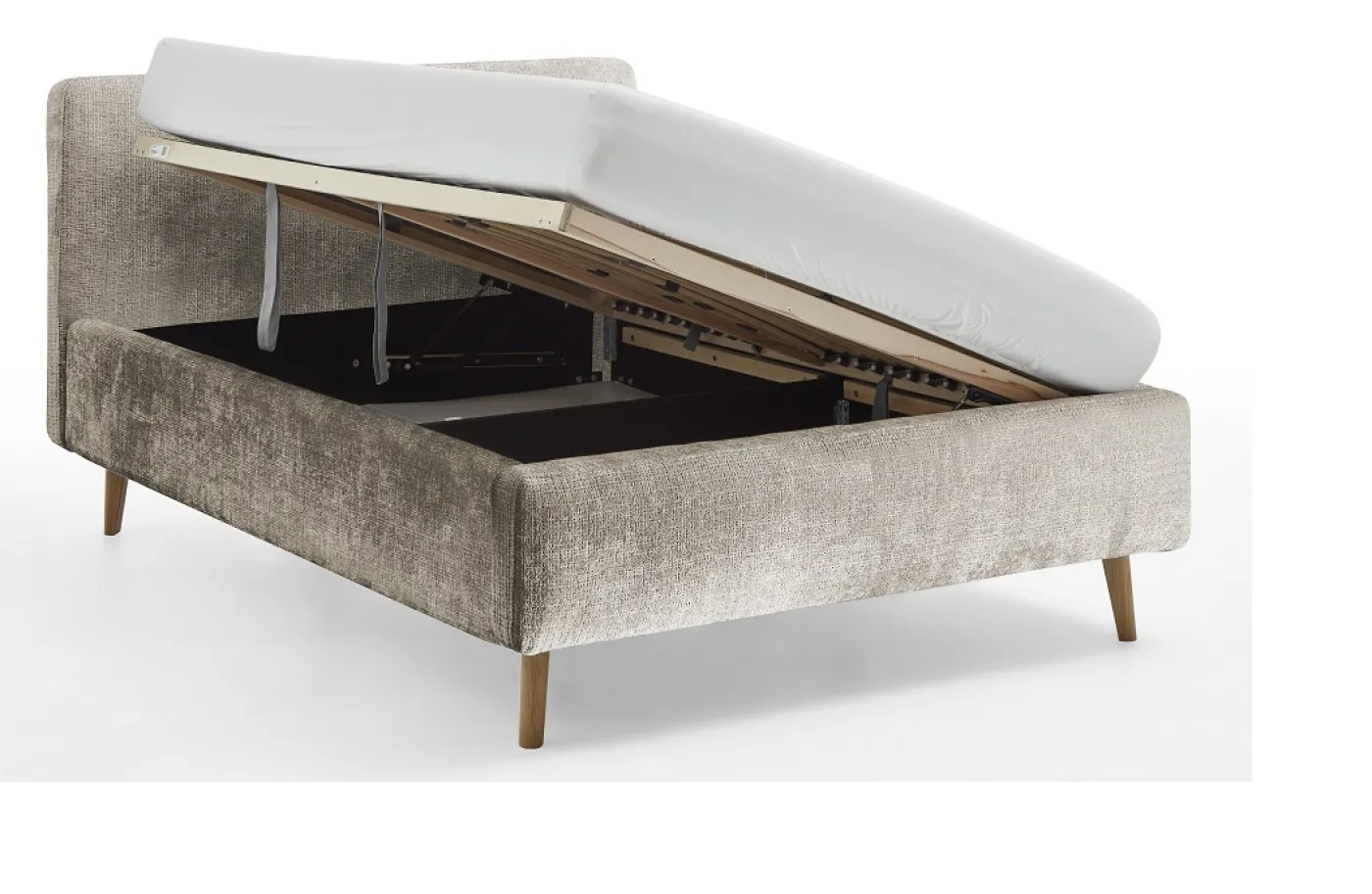 Polsterbett Mattis | beige 3 | 160 x 200 cm | mit Lattenrost & Bettkasten