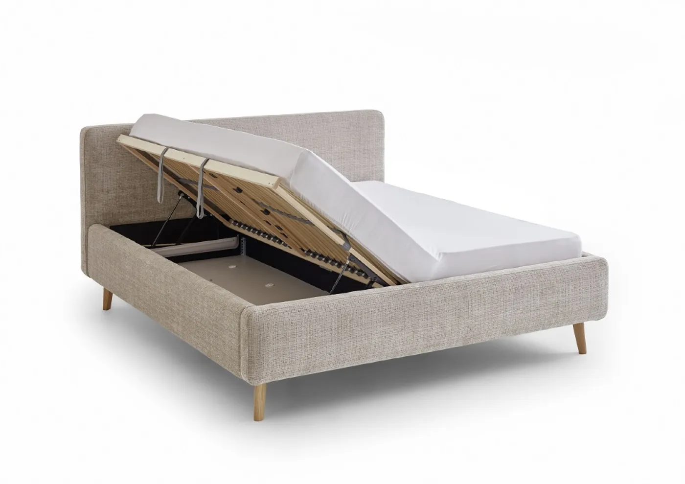 Polsterbett Mattis | beige 3 | 180 x 200 cm | mit Lattenrost & Bettkasten
