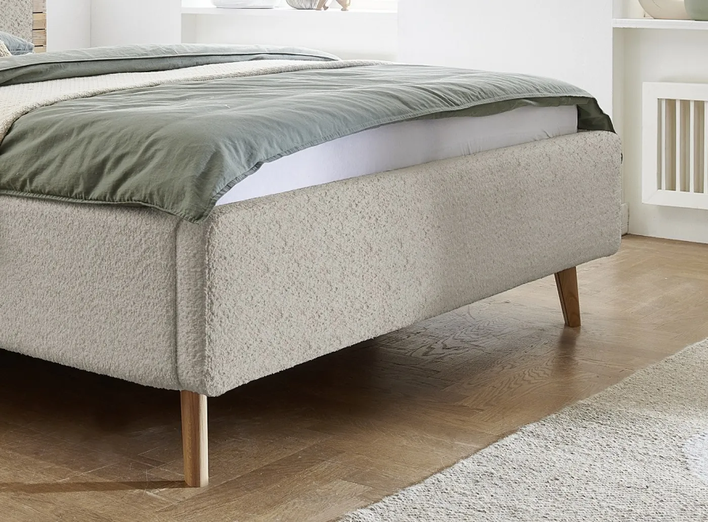 Polsterbett Mattis | beige Flausch | 140/160/180 x 200 cm | verschiedene Größen