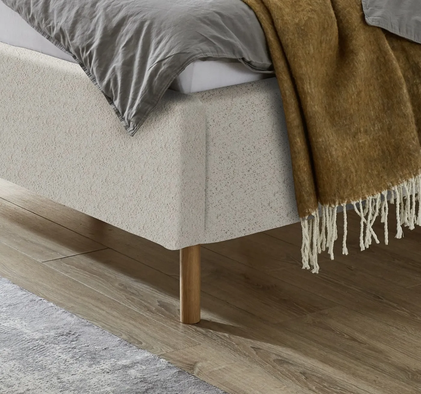 Polsterbett Mattis | beige Flausch | 140/160/180 x 200 cm | verschiedene Größen