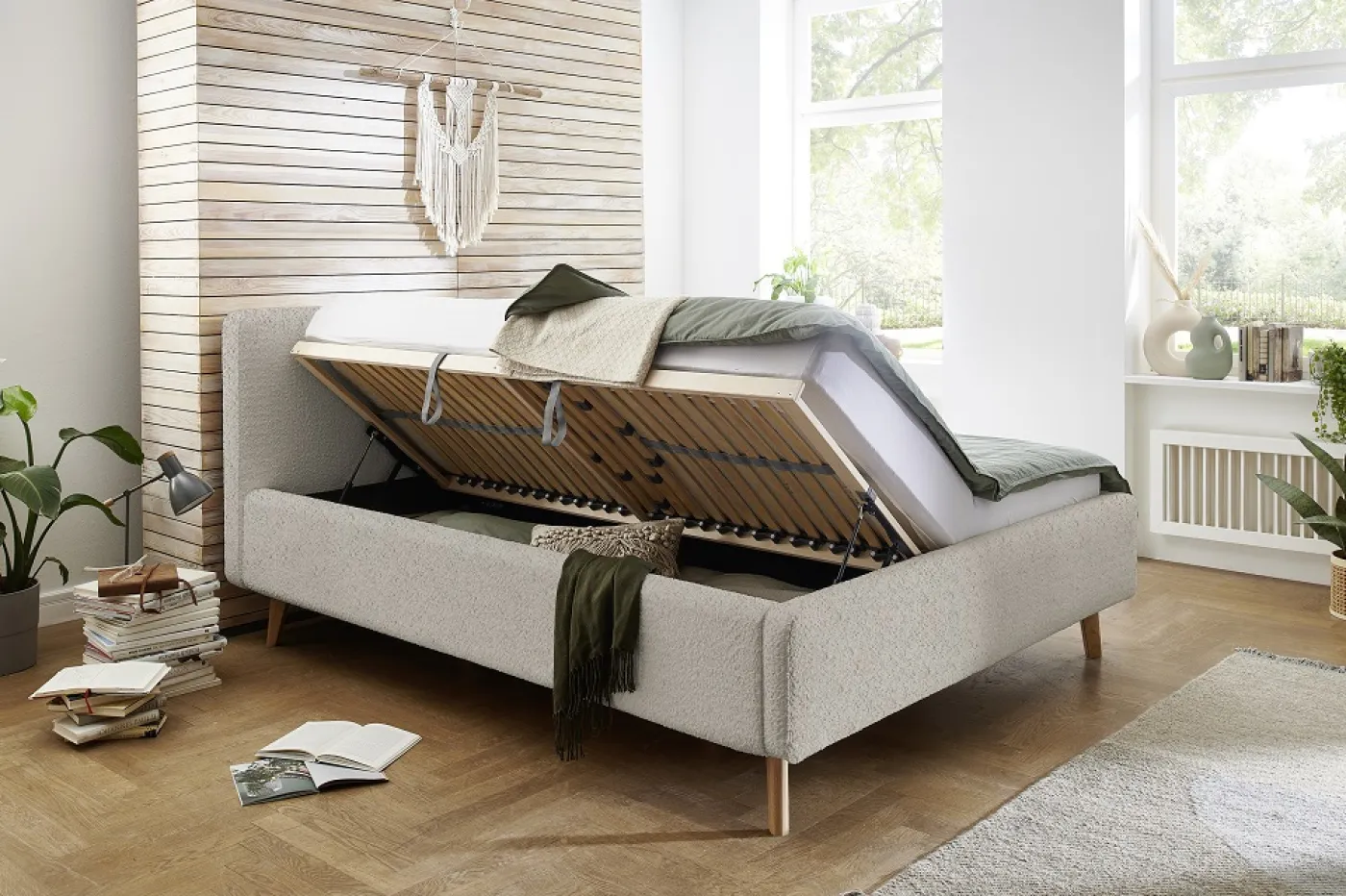 Polsterbett Mattis | beige Flausch | 140/160/180 x 200 cm | verschiedene Größen