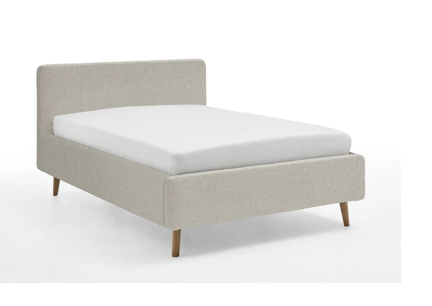 Polsterbett Mattis | beige Flausch | 140 x 200 cm | mit Lattenrost & Bettkasten