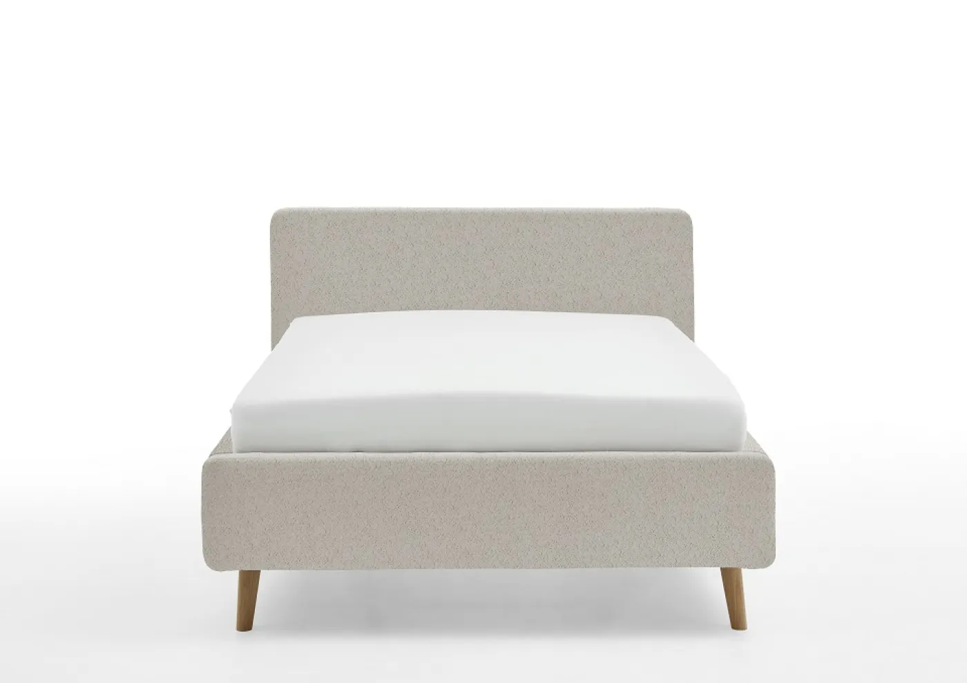 Polsterbett Mattis | beige Flausch | 140 x 200 cm | mit Lattenrost & Bettkasten