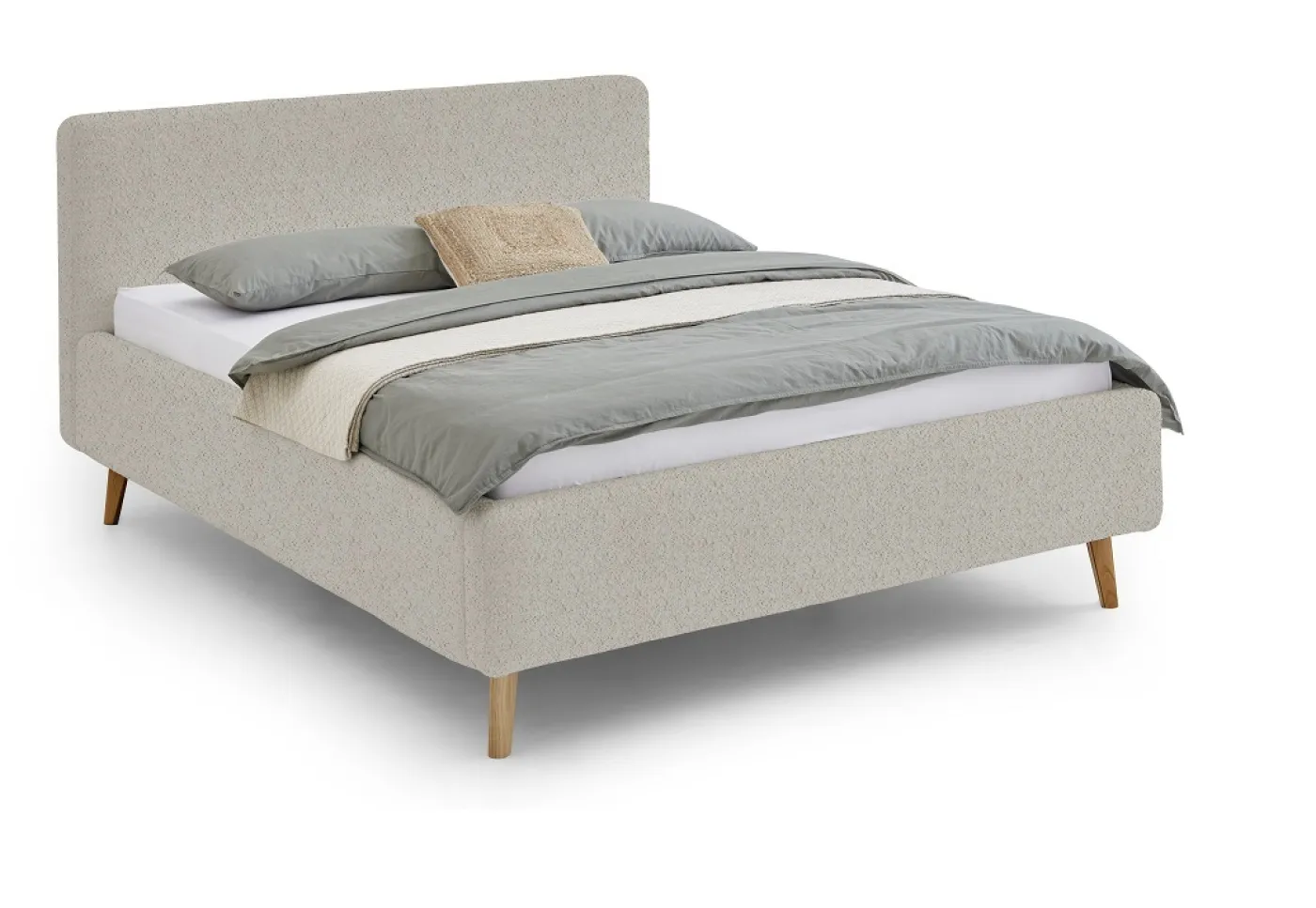 Polsterbett Mattis | beige Flausch | 180 x 200 cm | mit Lattenrost & Bettkasten