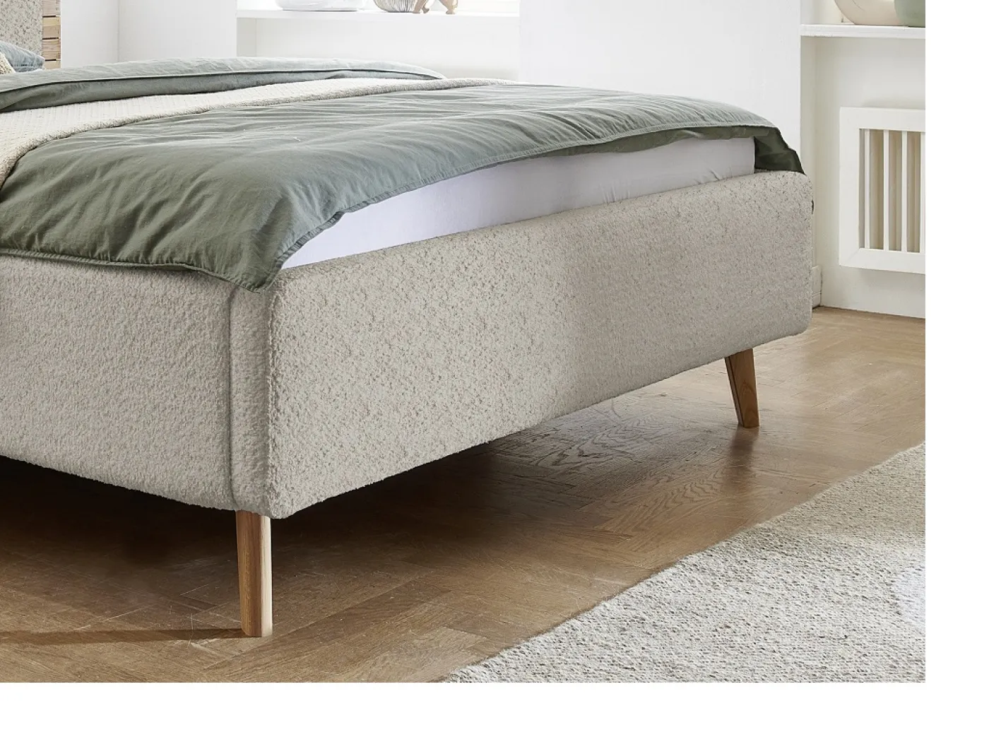 Polsterbett Mattis | beige Flausch | 180 x 200 cm | ohne Lattenrost & Bettkasten