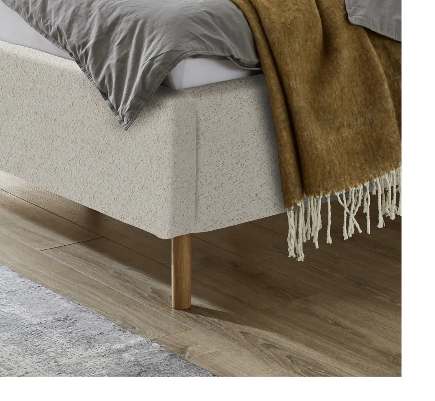 Polsterbett Mattis | beige Flausch | 180 x 200 cm | ohne Lattenrost & Bettkasten