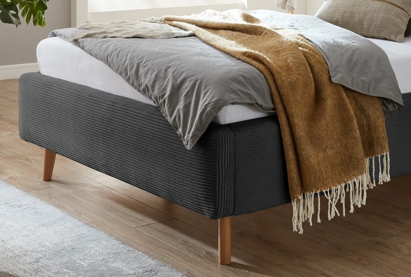 Polsterbett Mattis Cord | anthrazit | 140/160/180 x 200 cm | verschiedene Größen