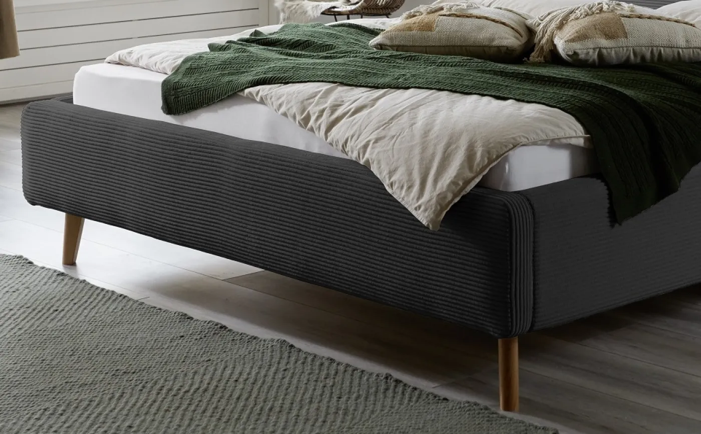 Polsterbett Mattis Cord | anthrazit | 140/160/180 x 200 cm | verschiedene Größen