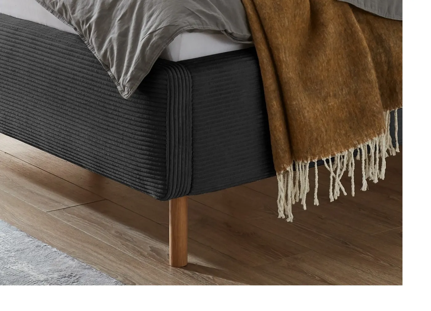 Polsterbett Mattis Cord | anthrazit | 180 x 200 cm | mit Lattenrost & Bettkasten