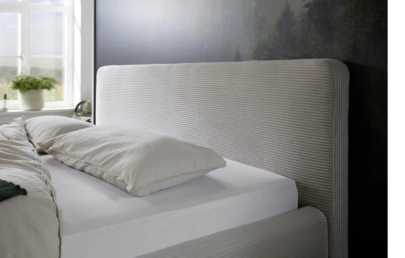 Polsterbett Mattis Cord | beige | 160 x 200 cm | ohne Lattenrost & Bettkasten