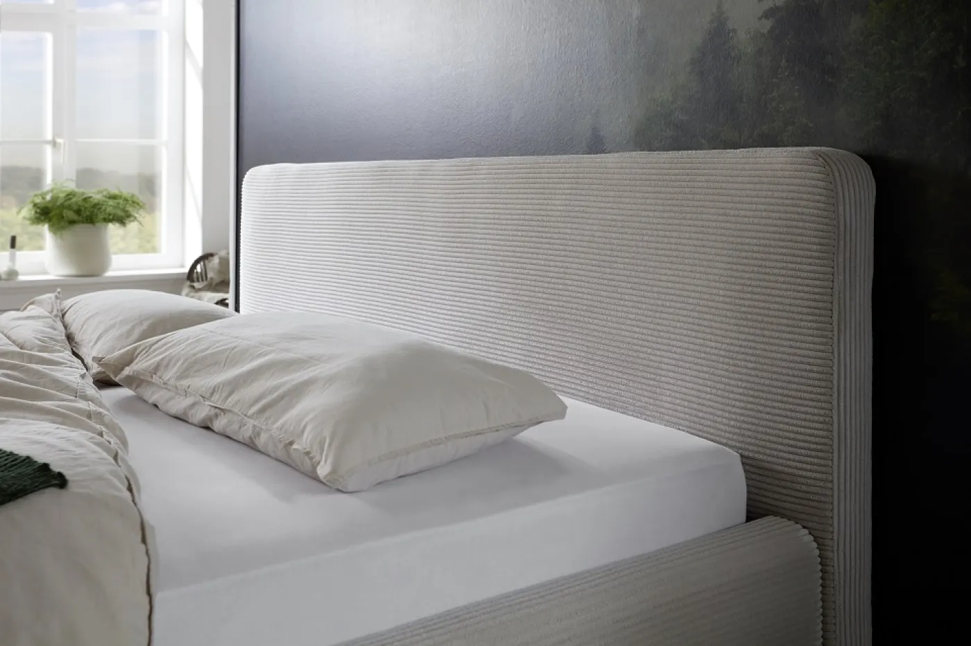 Polsterbett Mattis Cord | beige | 180 x 200 cm | ohne Lattenrost & Bettkasten