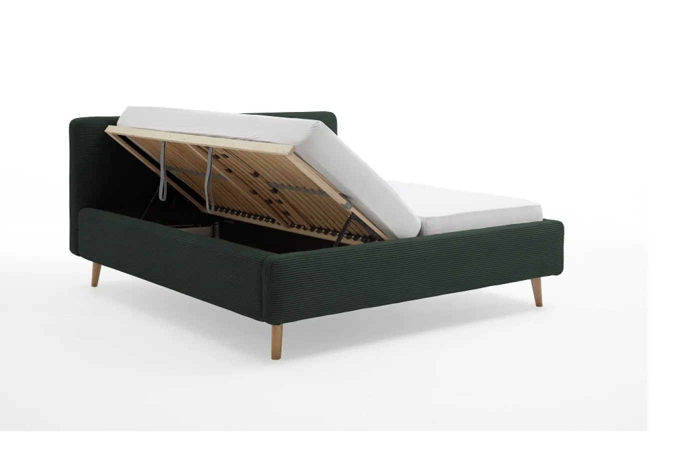 Polsterbett Mattis Cord | dunkelgrün | 180 x 200 cm | mit Lattenrost & Bettkasten