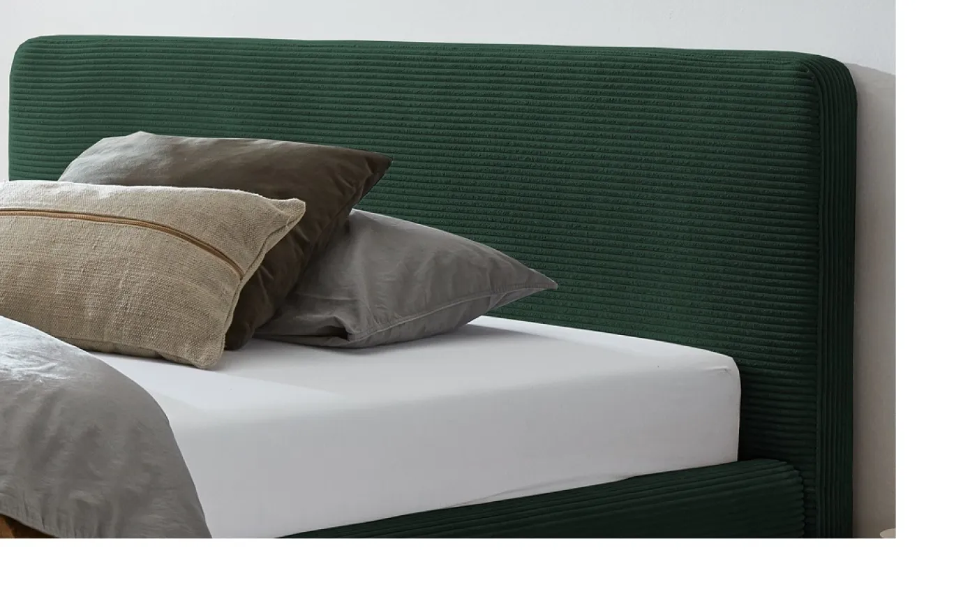 Polsterbett Mattis Cord | dunkelgrün | 180 x 200 cm | ohne Lattenrost & Bettkasten