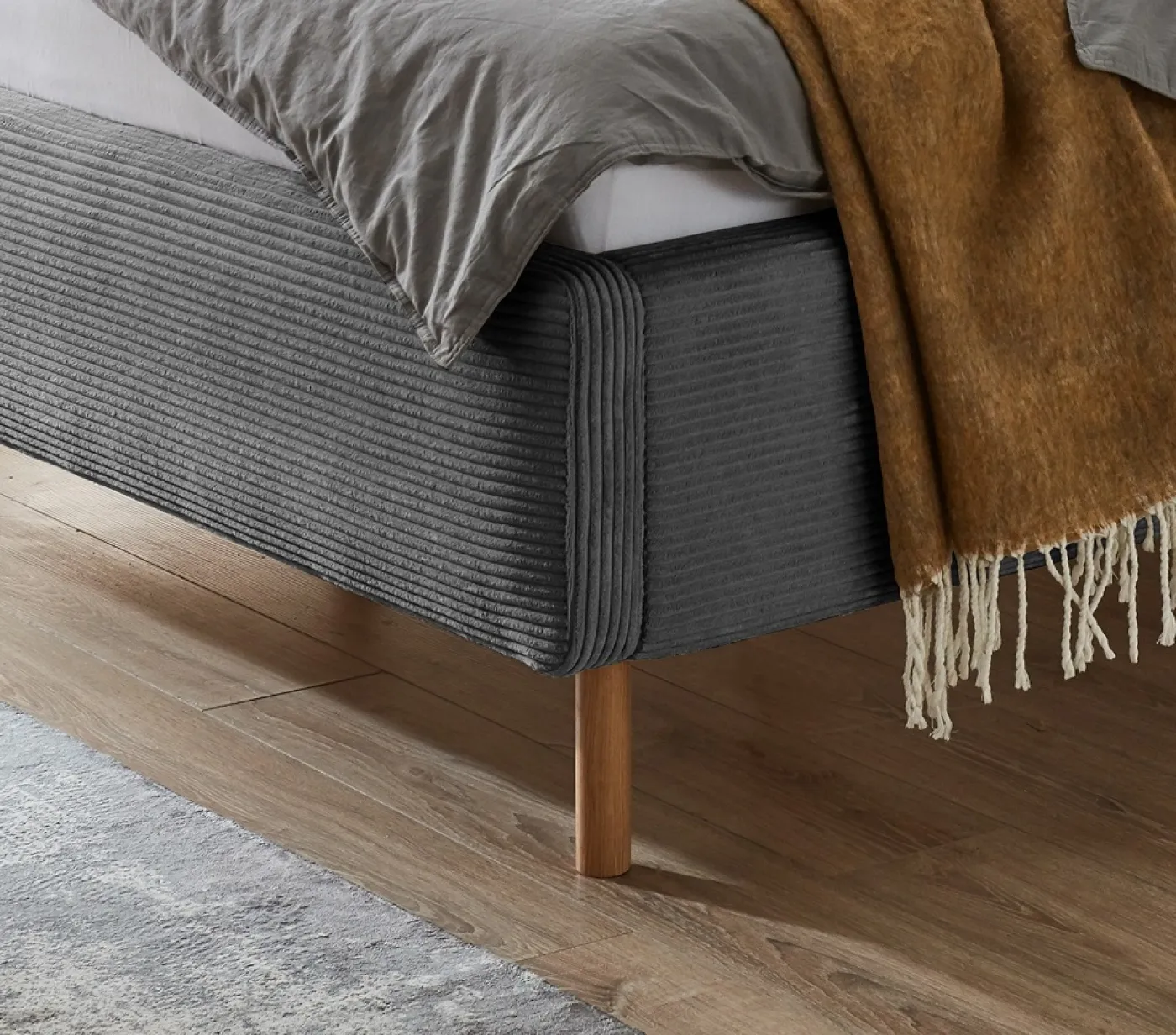 Polsterbett Mattis Cord | grau | 140/160/180 x 200 cm | verschiedene Größen