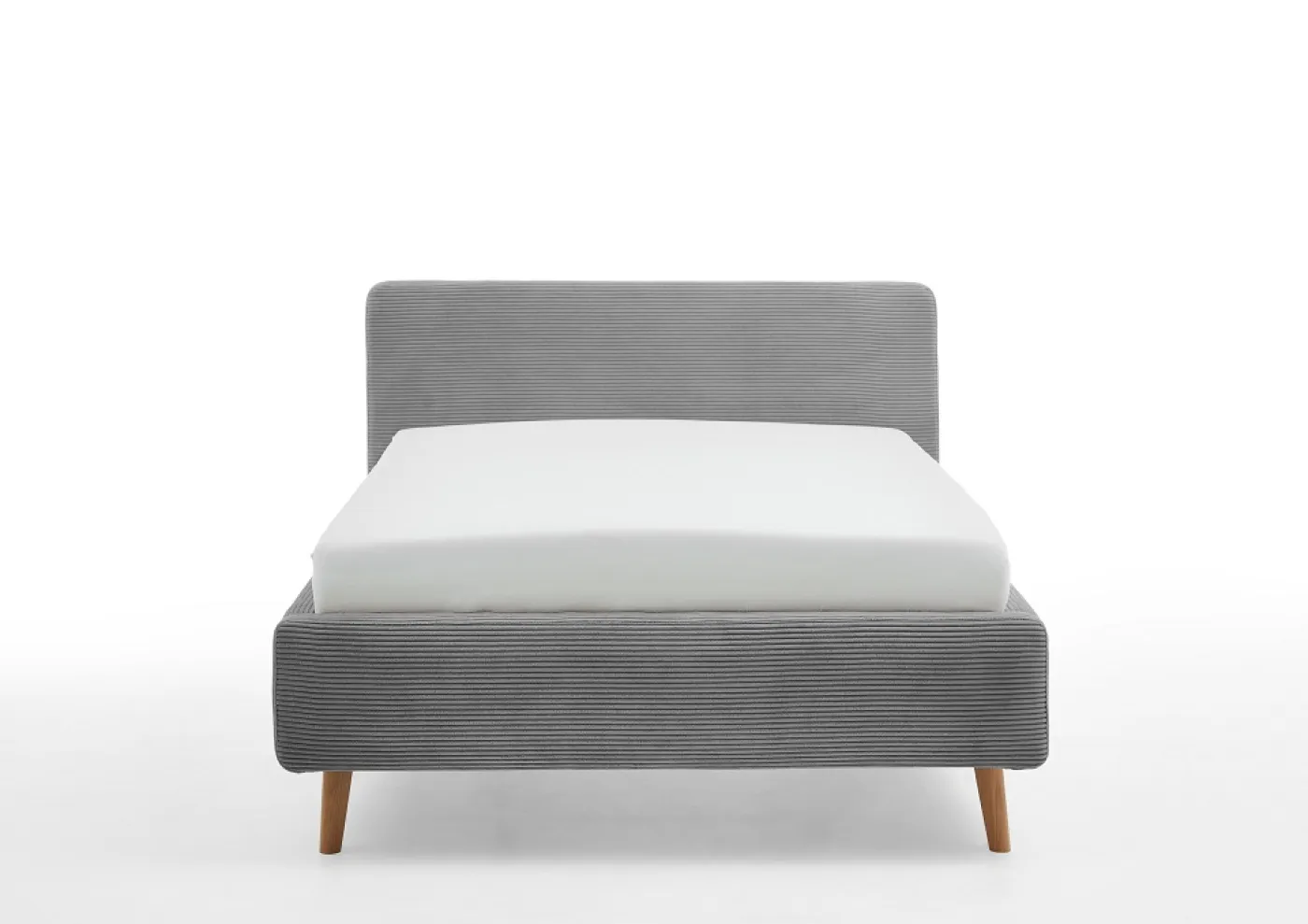 Polsterbett Mattis Cord | grau | 140 x 200 cm | ohne Lattenrost & Bettkasten