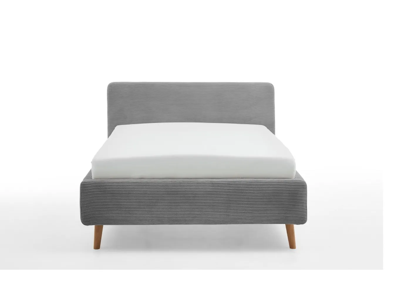 Polsterbett Mattis Cord | grau | 160 x 200 cm | mit Lattenrost & Bettkasten