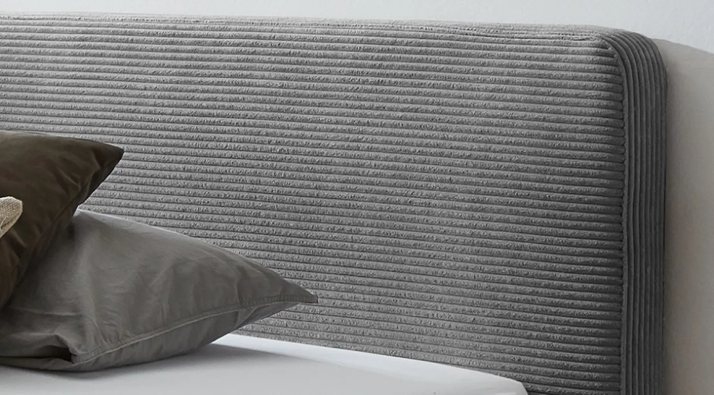 Polsterbett Mattis Cord | grau | 160 x 200 cm | ohne Lattenrost & Bettkasten