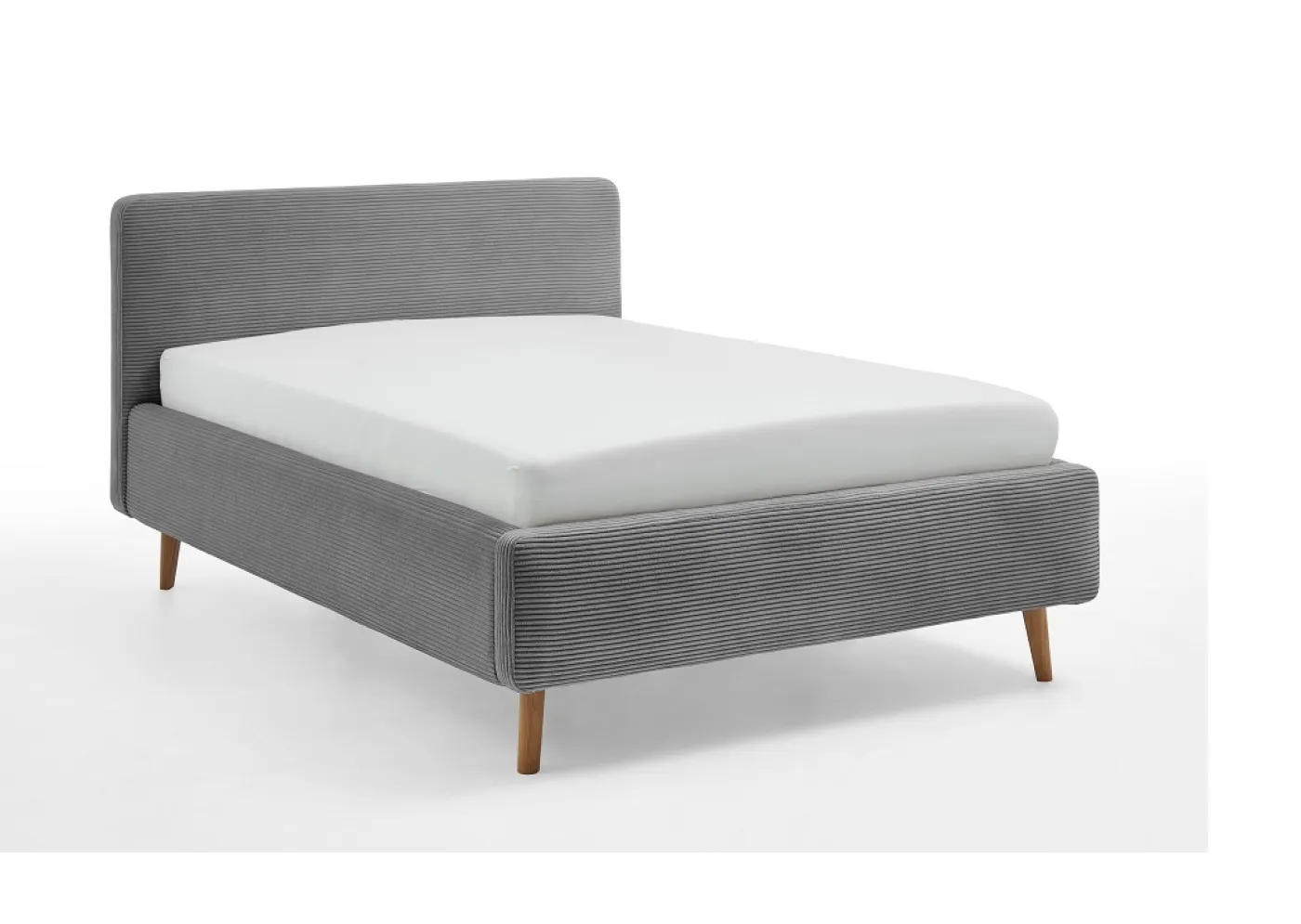 Polsterbett Mattis Cord | grau | 160 x 200 cm | ohne Lattenrost & Bettkasten