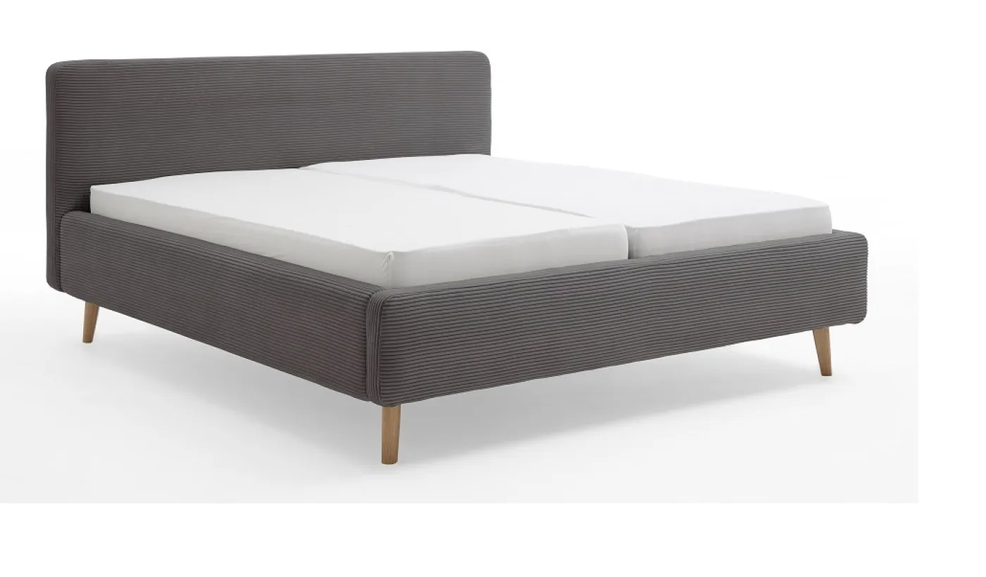 Polsterbett Mattis Cord | grau | 180 x 200 cm | mit Lattenrost & Bettkasten