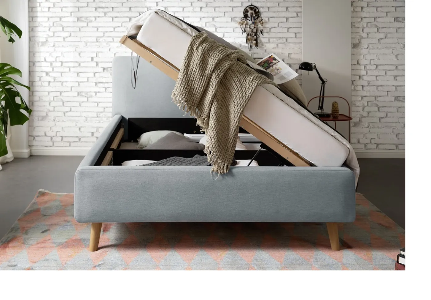 Polsterbett Mattis | eisblau | 140/160/180 x 200 cm | verschiedene Größen