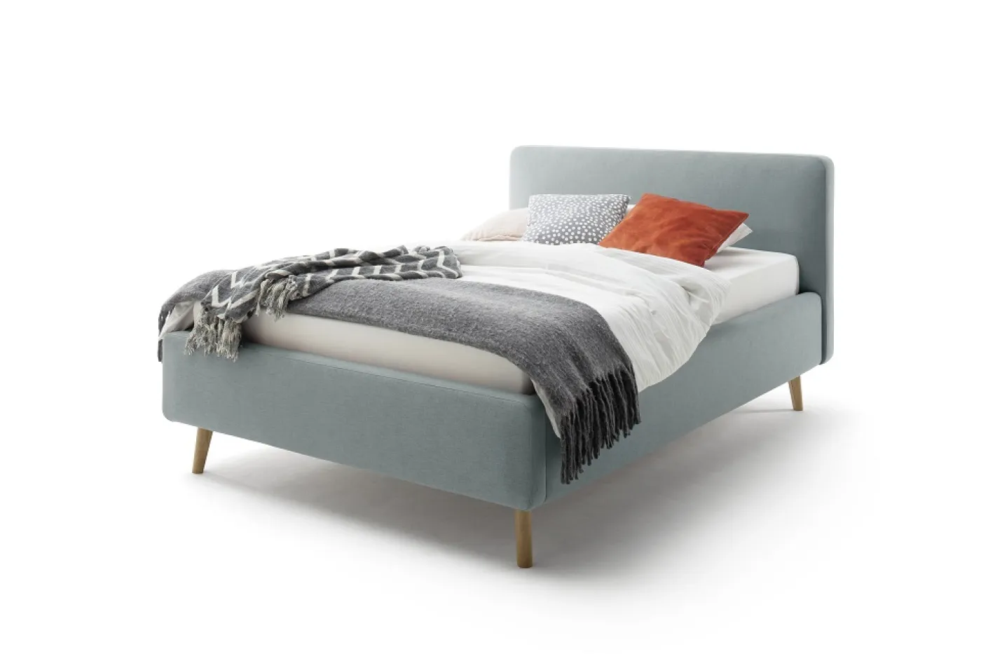 Polsterbett Mattis | eisblau | 140 x 200 cm | ohne Lattenrost & Bettkasten