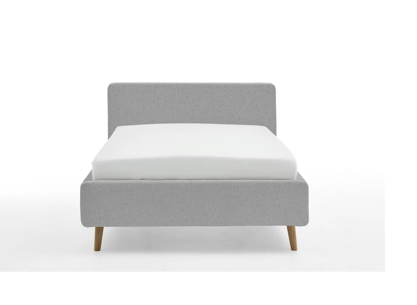 Polsterbett Mattis | grau Flausch | 140 x 200 cm | mit Lattenrost & Bettkasten