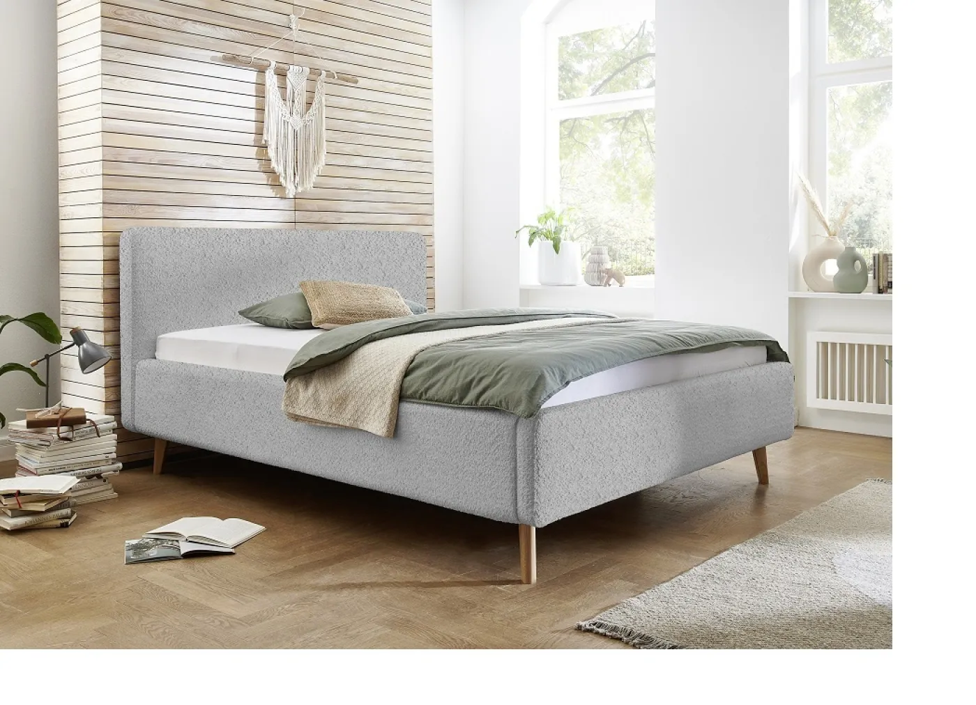 Polsterbett Mattis | grau Flausch | 140 x 200 cm | ohne Lattenrost & Bettkasten