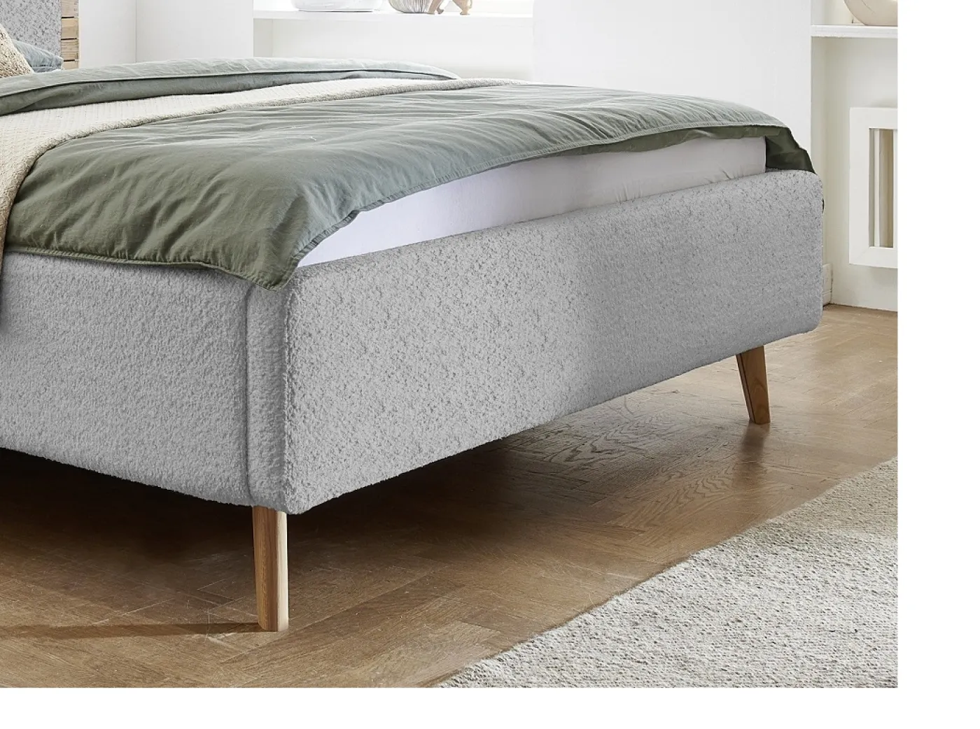 Polsterbett Mattis | grau Flausch | 140 x 200 cm | ohne Lattenrost & Bettkasten